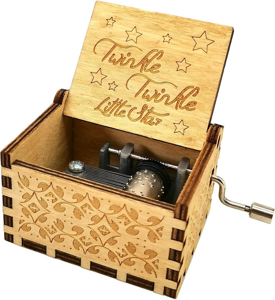 Muziekdoos Houten - Decoratieve Doos - Muziek Afspelen - Handgemaakte Melodie - 10 cm - Houtkleur