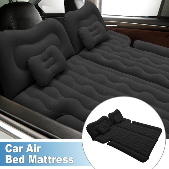 Opblaasbaar Auto Bed - Luchtmatras Achterbank - Reizen Kamperen - Inclusief Elektrische Pomp - 192x148cm - Zwart — afbeelding 2