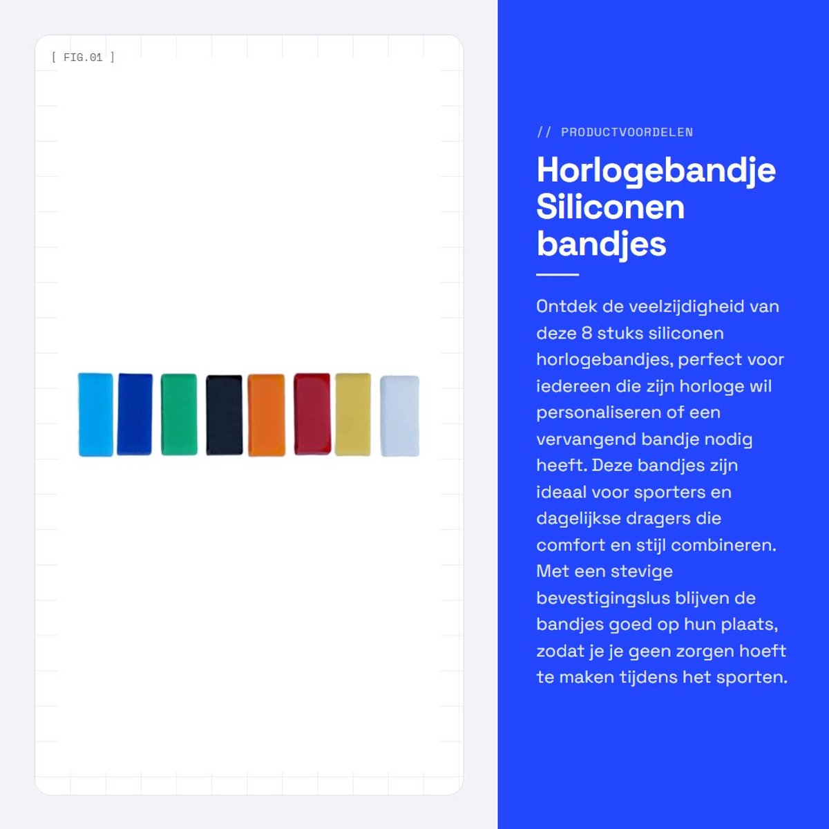 Dailygoods- Horlogebandje 8 Stuks - Vervangingshorlogebandje - Siliconen Horlogebandjes - Rubberhouder - Bevestigingslus - Lichtgewicht - Horlogeband