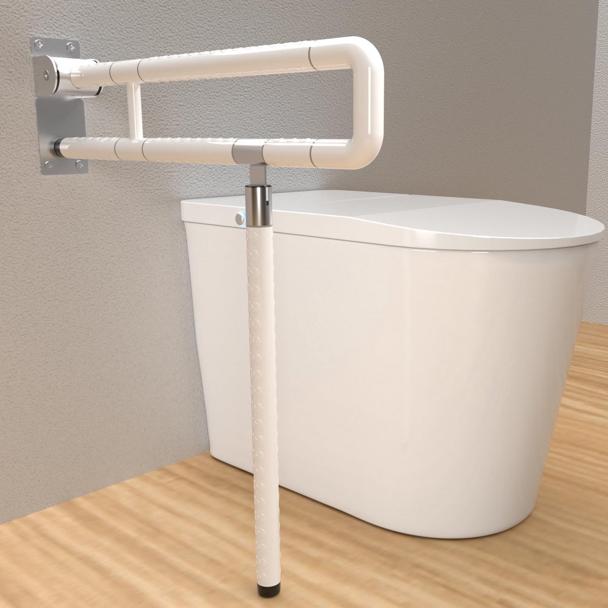 Steunbeugel Toilet - Veiligheidshandvat Badkamer - Onafhankelijk Blijven - Klapbaar Ontwerp - 60 cm - Wit