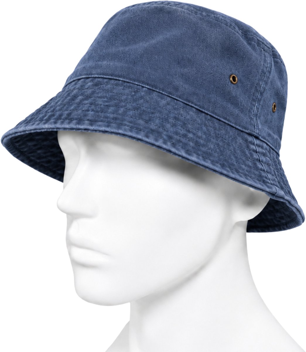 Bucket Hat - Washed Denim - Blauw - Maat XS/S - Vintage Look - Heren & Dames - Unisex - Festivalhoedje - Vissershoedje - Zonnehoedje - Regenhoedje - Emmerhoedje - Zomerhoedje