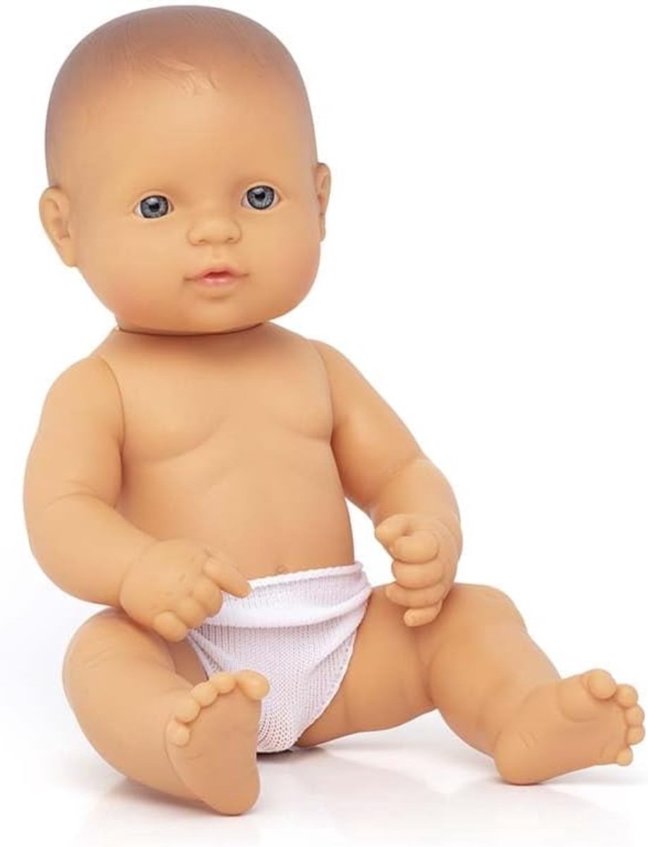 Babypop - Jongenspop - Fantasie spel - Anatomisch correct - 32 cm - Beige