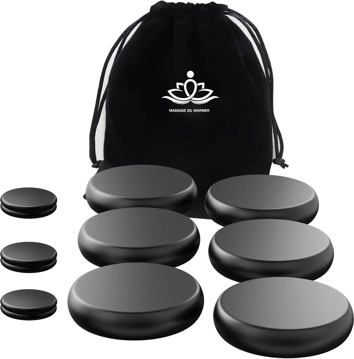 Hot Stone Set - Basaltstenen Massage - Ontspanning Bevorderen - Natuurlijk Basalt Materiaal - 12 Stenen - Grijs