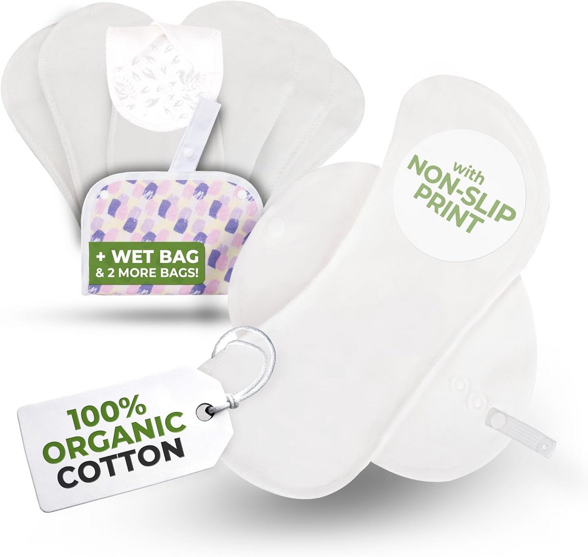Herbruikbare inlegkruisjes - Wasbare pads - Dagelijkse hygiëne - Antislip print - 7-pack medium - Katoen