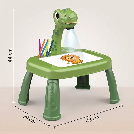 Tekentafel met Projector - Tekenbord Dinosaurus met Muziek - Tekenset - Inclusief 12 Kleurstiften, Tekenboek en Projectieschijven - Creatief Speelgoed vanaf 3 Jaar van VarietyPlay — afbeelding 2