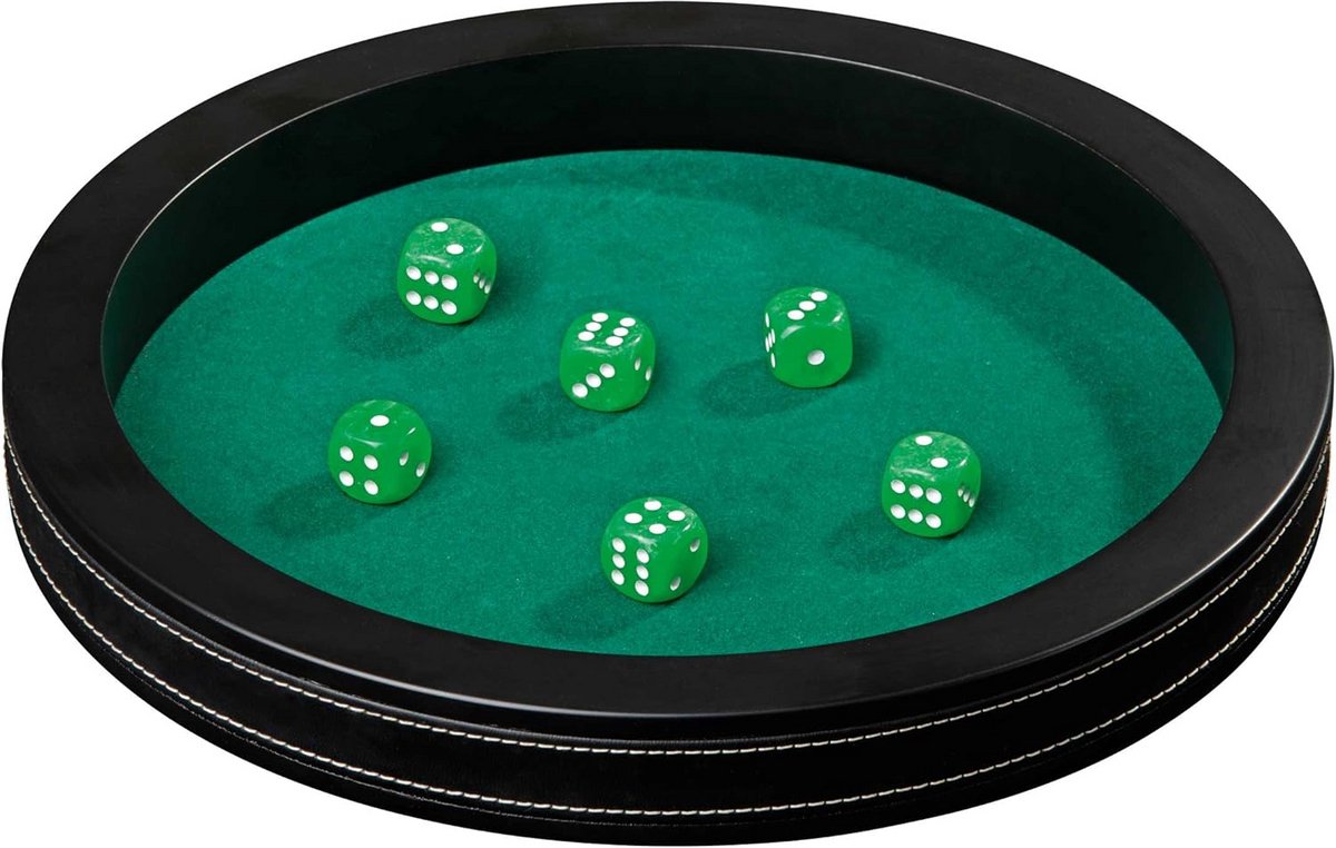 Dobbelpiste - Dobbelbak - Spelplezier - Kunstleren rand - 35 cm - Zwart