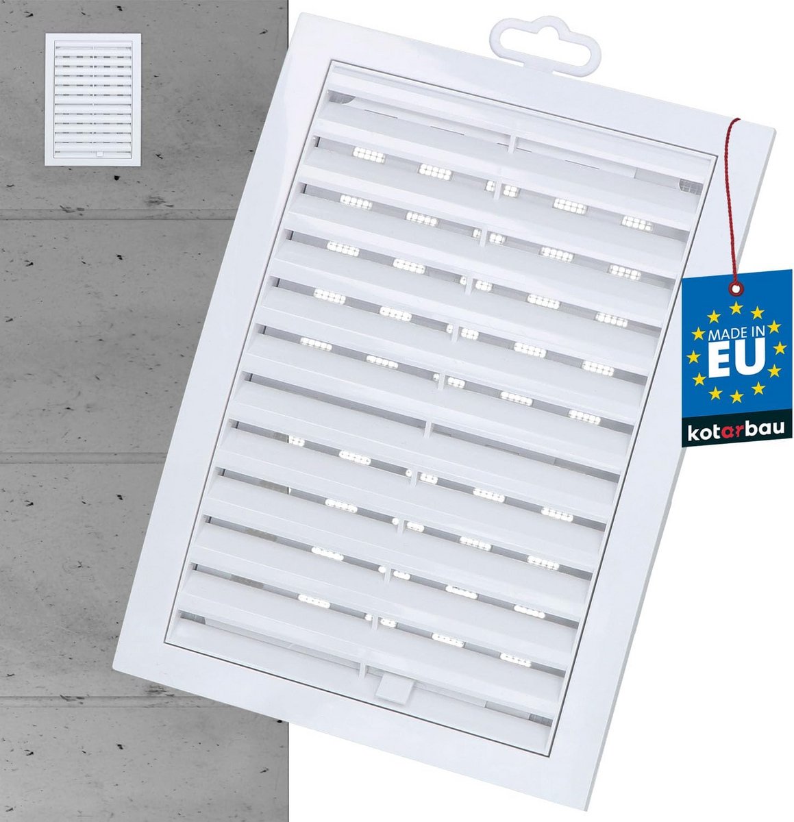 Ventilatierooster Afsluitbaar - Afzuigrooster Kunststof - Luchtstroom Regelen - Met Insectenbescherming - 180 x 250 mm - Wit