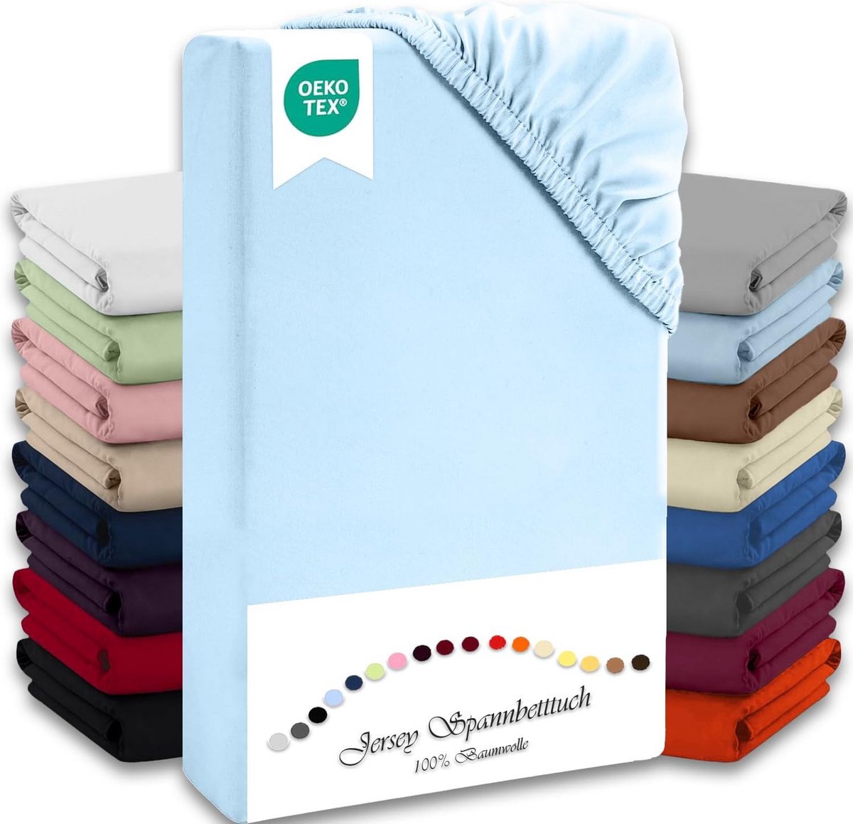 Hoeslaken Jersey - Elastisch Laken - Comfortabel Slapen - Oeko-Tex Gecertificeerd - 90 x 200 cm - Blauw