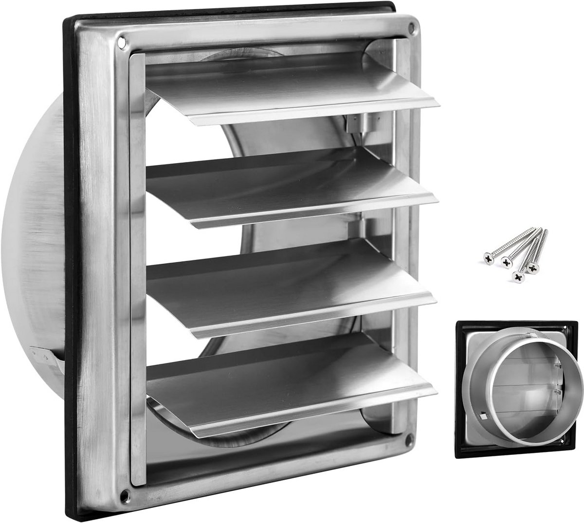 Ventilatie rooster - Afvoer ventiel - Lucht afvoer regelen - Roestvrij staal - 100 mm - Zilverkleurig