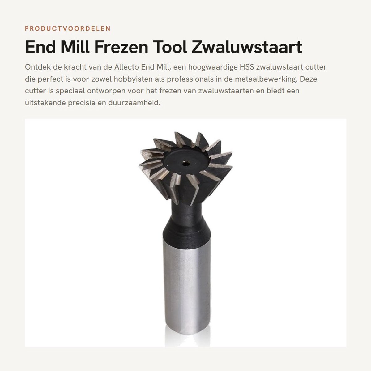 Dailygoods- Frezen HSS Zwaluwstaart Cutter - End Mill 20mm - Rechte Schacht - Dubbelzijdige Snijrand - Geschikt voor Gietijzer - Precisie Geslepen - Snijder