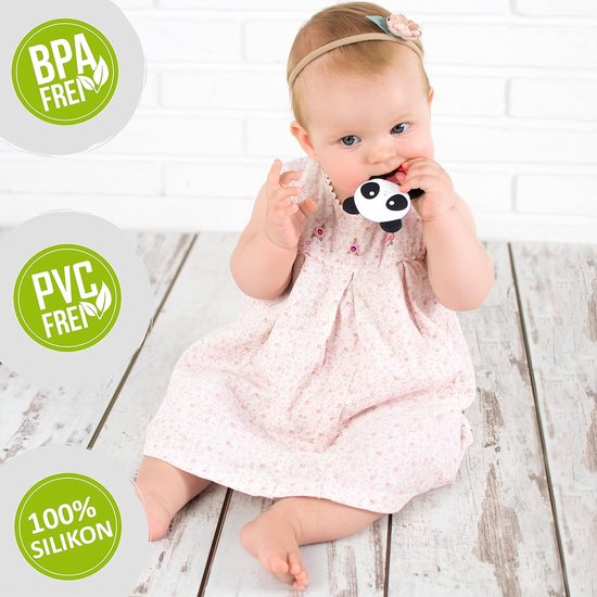 Bijtring voor baby's - Verkoelend bijtspeelgoed van BPA-vrije silicone - Teething Toy met beren-design - Veilig en zacht speelgoed voor baby's van Merkloos — afbeelding 2