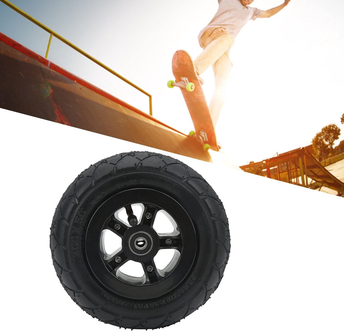 Dailygoods- Skateboard Wiel 8 inch - Off Road Wiel - Luchtband - Mountain Scooter - Accessoires - Geschikt voor Mountain Skateboard