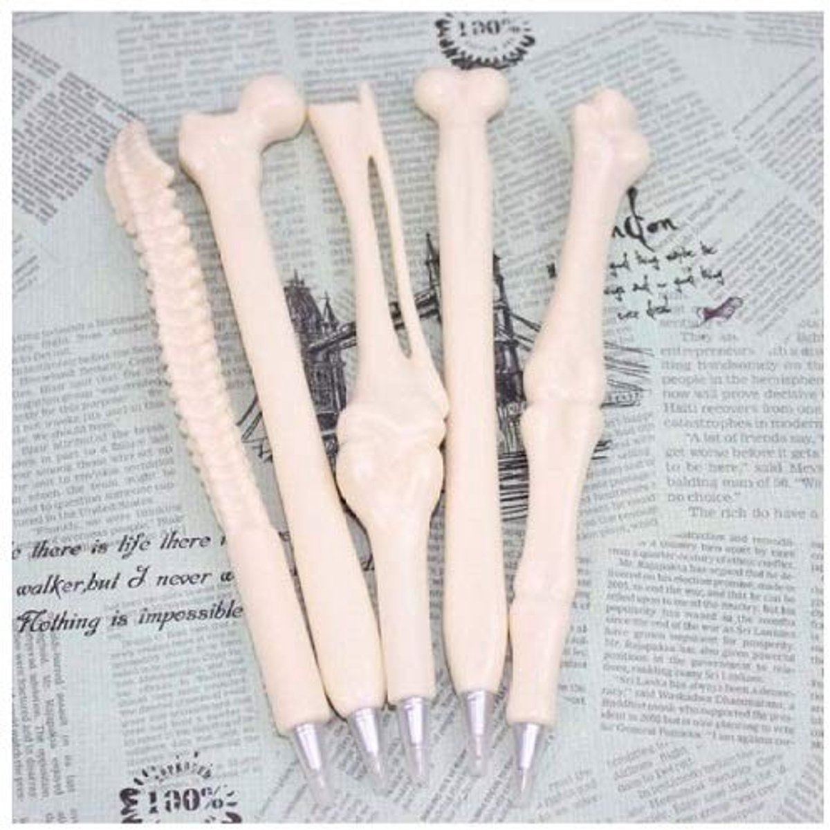 Dailygoods- Balpen Botvorm - 5 Stuks - Zwarte Inkt - Novelty Gift - Comfortabel Schrijven - Decoratie Voor Thuis/Kantoor - Schrijfgerei