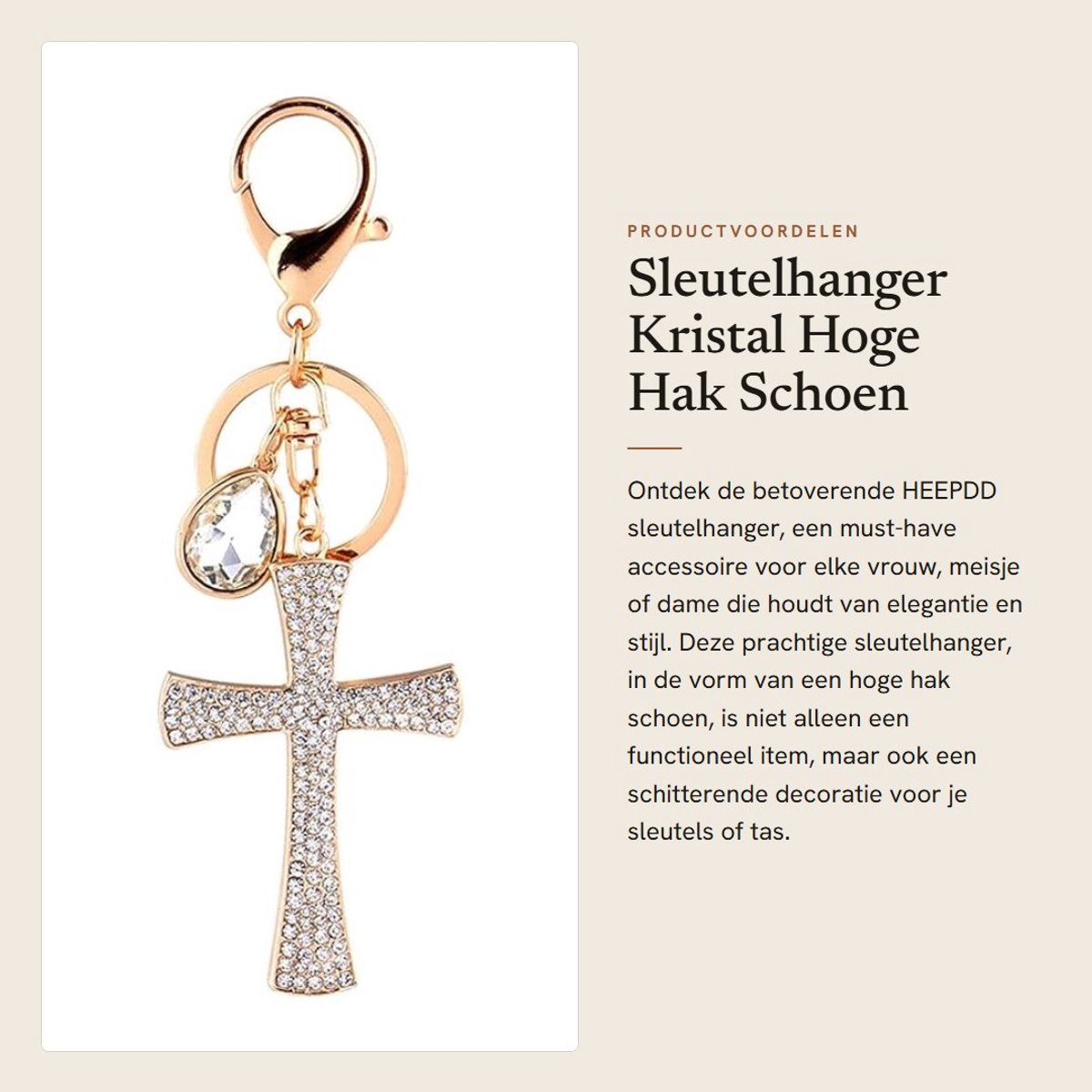 Dailygoods- Sleutelhanger Elegant Design - Kristal/Sleutelhanger - Karabijnhaak - Dames/Meisjes - Multifunctioneel - Hoogwaardige Materialen - Sleutelring