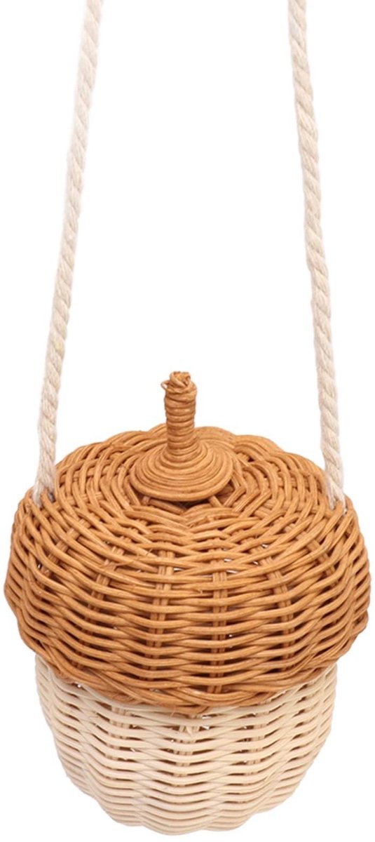 Dailygoods- Opbergmand Handgeweven - Kinderrotan Mand - Decoratieve Eikelvorm - Multifunctioneel - Praktisch en Mooi - Veilig en Comfortabel - Opbergdoos
