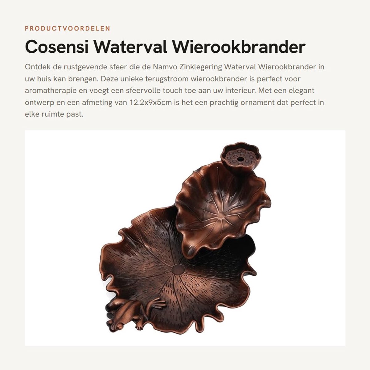 Dailygoods- Wierookbrander Waterval - Wierookhouder - Aromatherapie - Zinklegering - Micro Landschapsdecoratie - 12.2x9x5cm