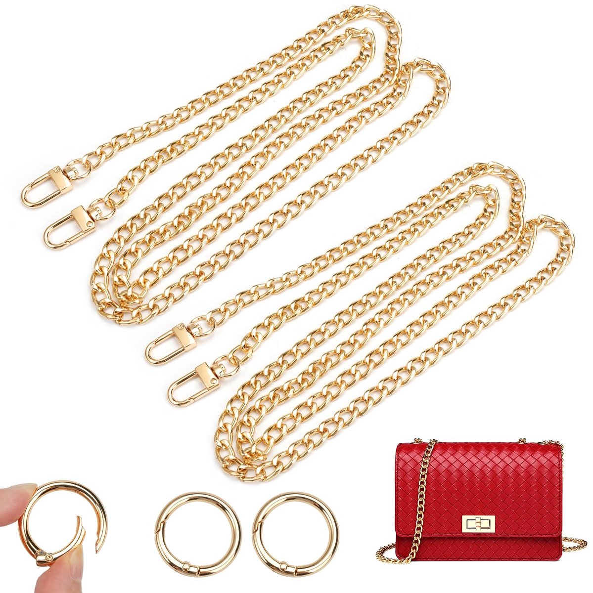 Dailygoods- Kettingriem Goud 120 cm - Draagriem - Tasriem - Schouderband - Vervangende Riem - Duurzaam en Slijtvast