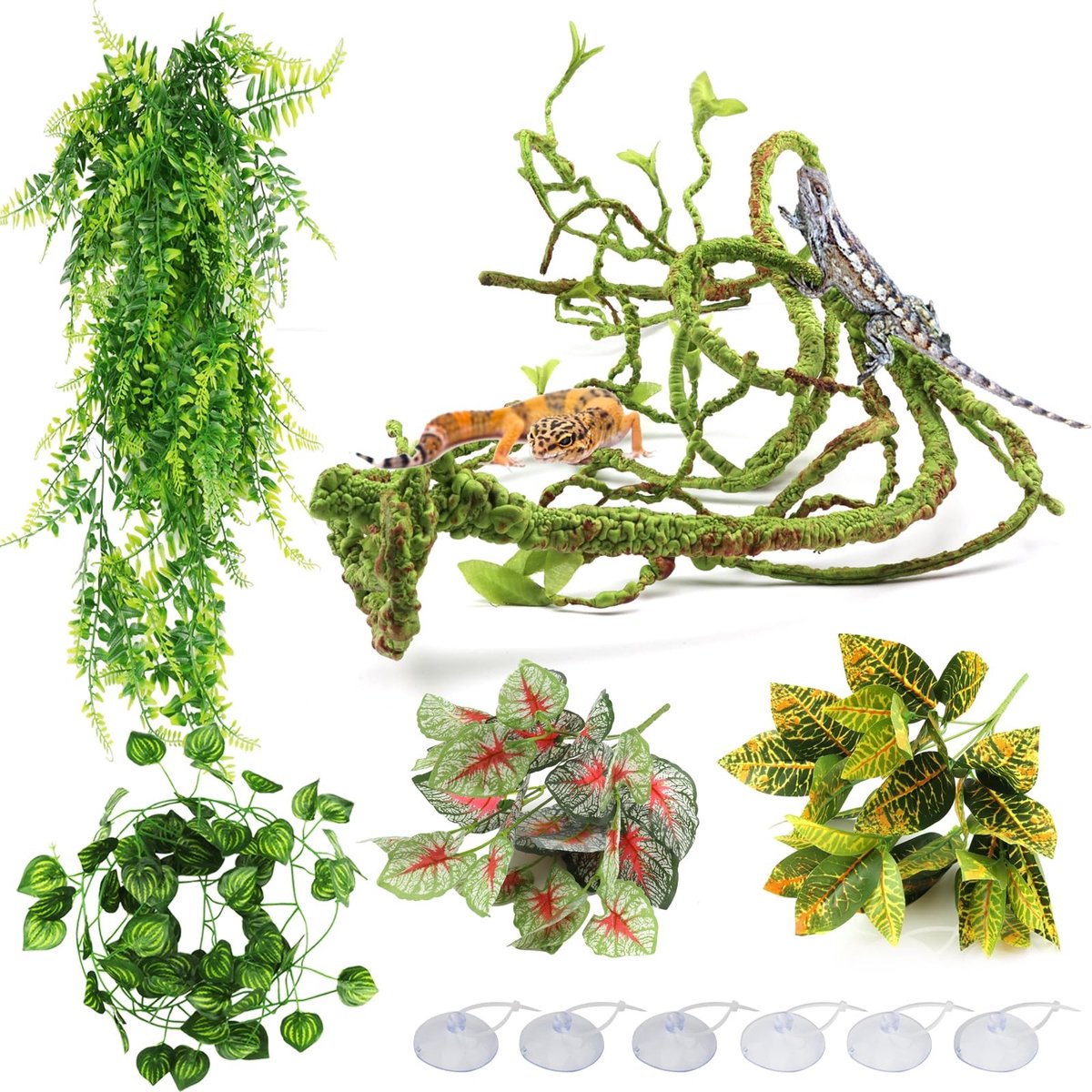 Dailygoods- Decoratie Hagedissen - Opvouwbare Wijnstok Tak - Kunstplanten - Klimplanten - Terrarium Decoratie - Veilige Schuilplek - Terrariumdecoratie
