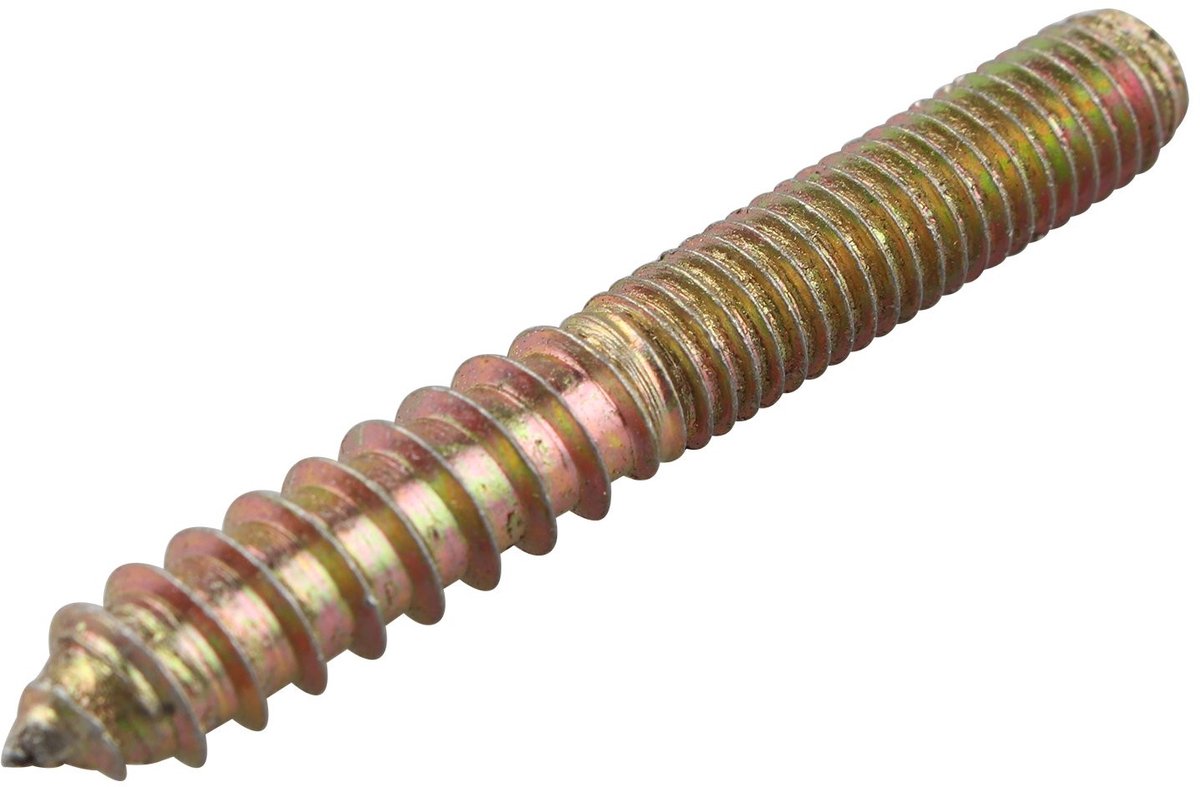Dailygoods- Meubelschroeven M8 - Hout-op-metaal - Pluggen - Dubbele eindkopschroeven - 10 stuks - Verzinkt, Corrosiebestendig - Schroeven
