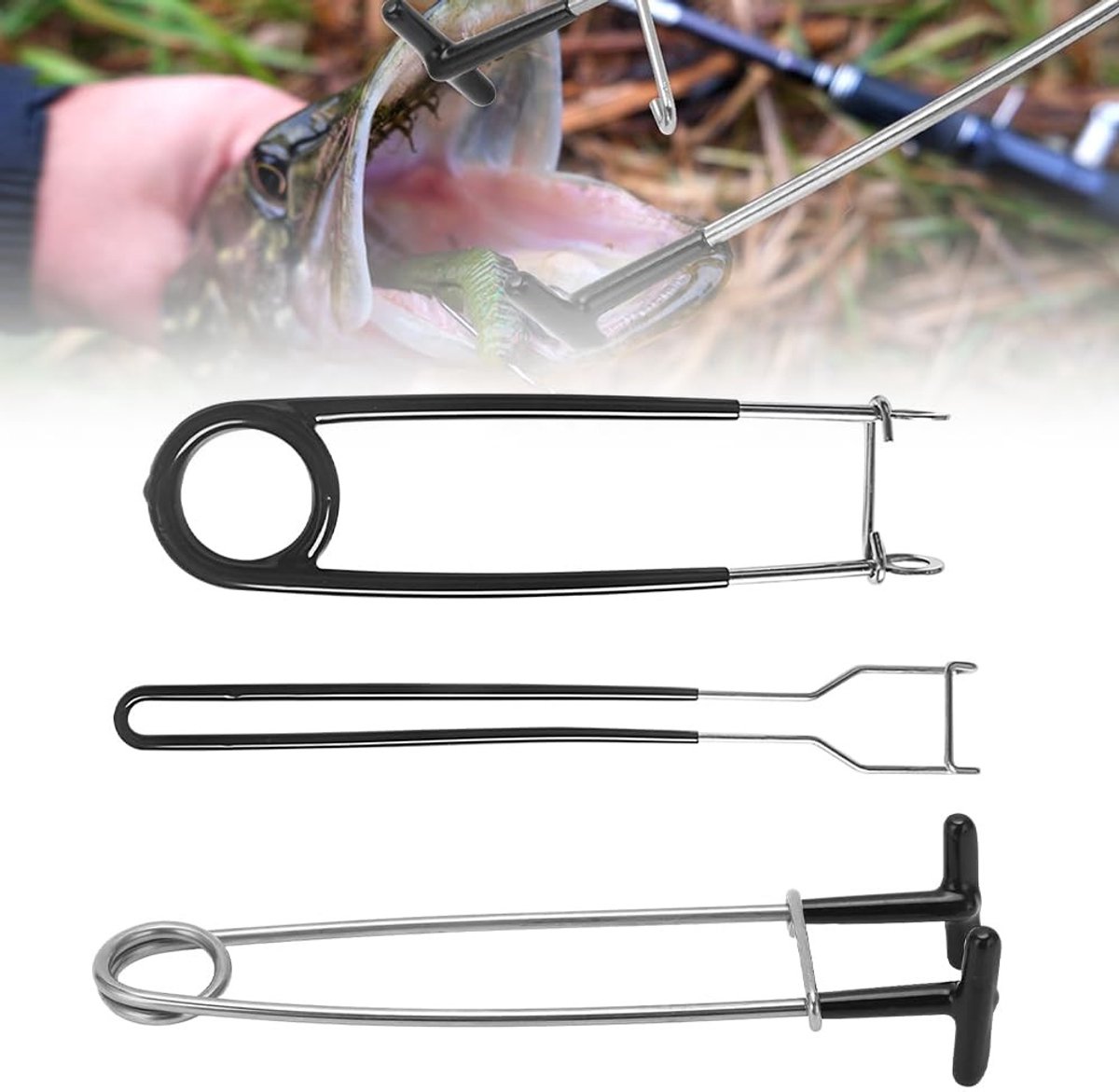 Dailygoods- Visgereedschap Set van 3 - Roestvrij Staal - Vissen Haakverwijderaar - Vissen Bekopener - Vissen Dempblokker - Vissen Retainer - Vissersgereedschap