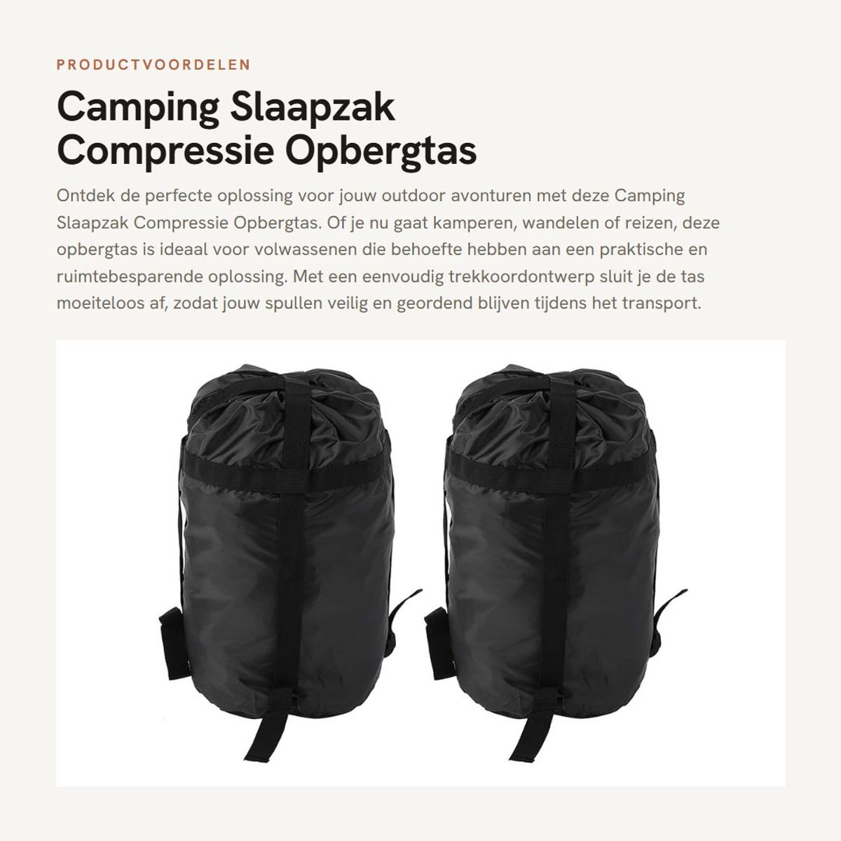 Dailygoods- Opbergtas Eenvoudig Ontwerp - Campingzak - Outdoor Reizen - Slijtvast Materiaal - Compacte Maat - Handvat voor Gemak - Compressiezak