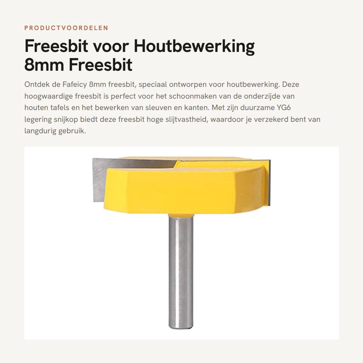 Dailygoods- Frezen YG6 Legering - 8 mm Schacht - 38 mm Lengte - Houtbewerking - Plastic Opbergdoos - Slijtvast en Roestbestendig - Freesbit