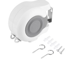 Dailygoods- Waslijn Intrekbaar - Dubbele Lijn - Wandgemonteerd - Ruimtebesparend - 26 Meter Droogtijd - Voor Binnen/Buiten - Drooglijn