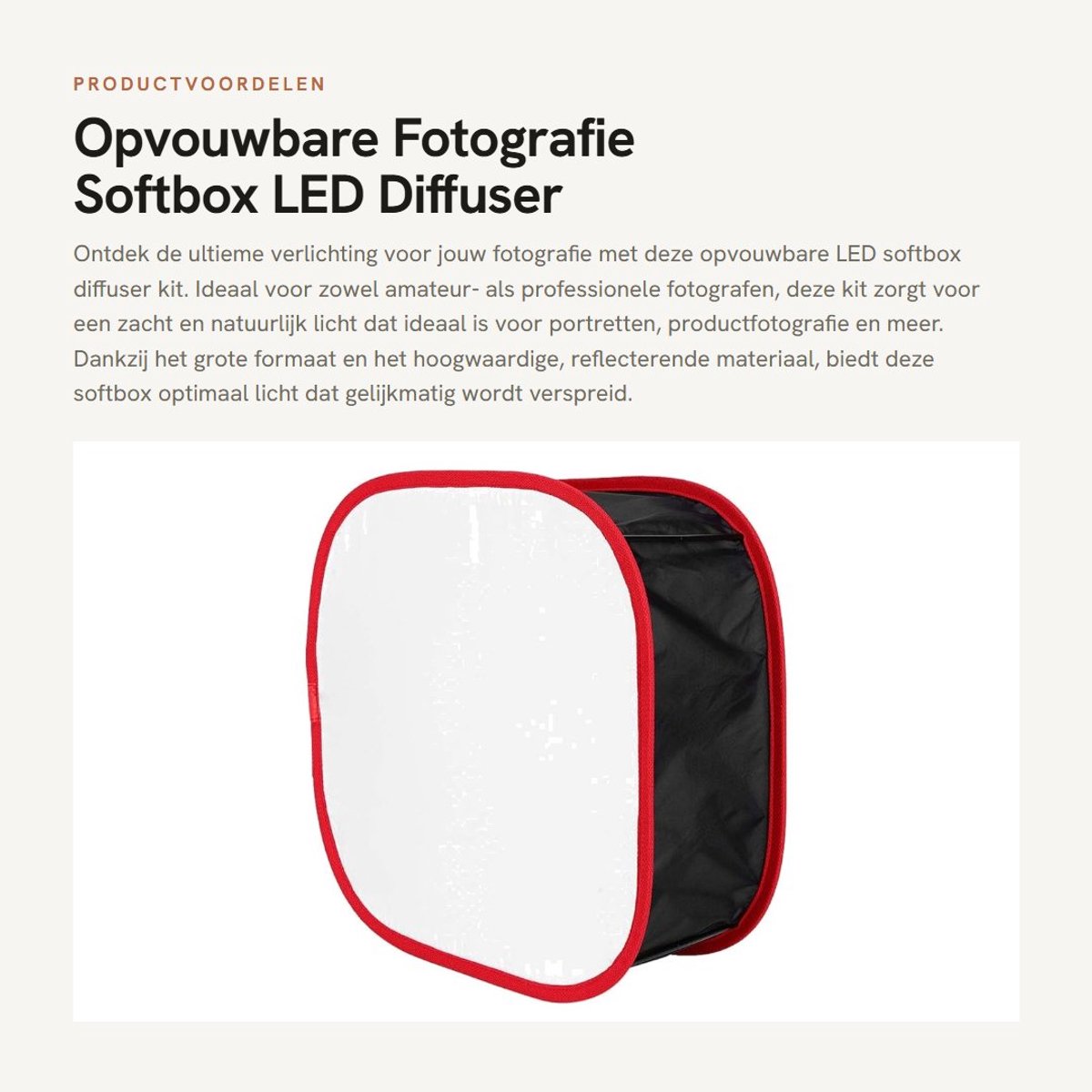Dailygoods- Softbox Groot Formaat - Opvouwbaar - Draagbaar - Fotografie - Zeer Reflecterend - Zacht Natuurlijk Licht - Fotografie Verlichting