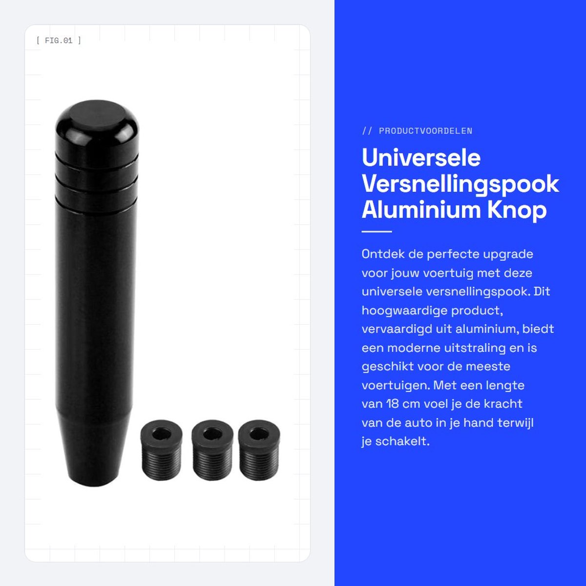 Dailygoods- Versnellingspookknop Universeel - Aluminium Legering - 18 cm Lengte - Geschikt voor Meeste Voertuigen - Perfecte Partner voor Veilig Rijden - Versnellingspook