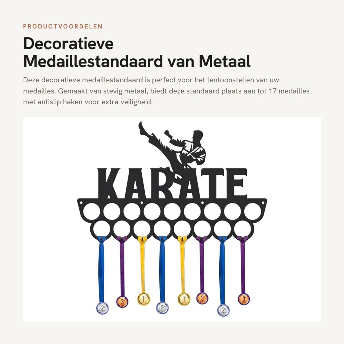 Dailygoods - Decoratieve Medaillestandaard van Metaal met 17 Antislip Haken