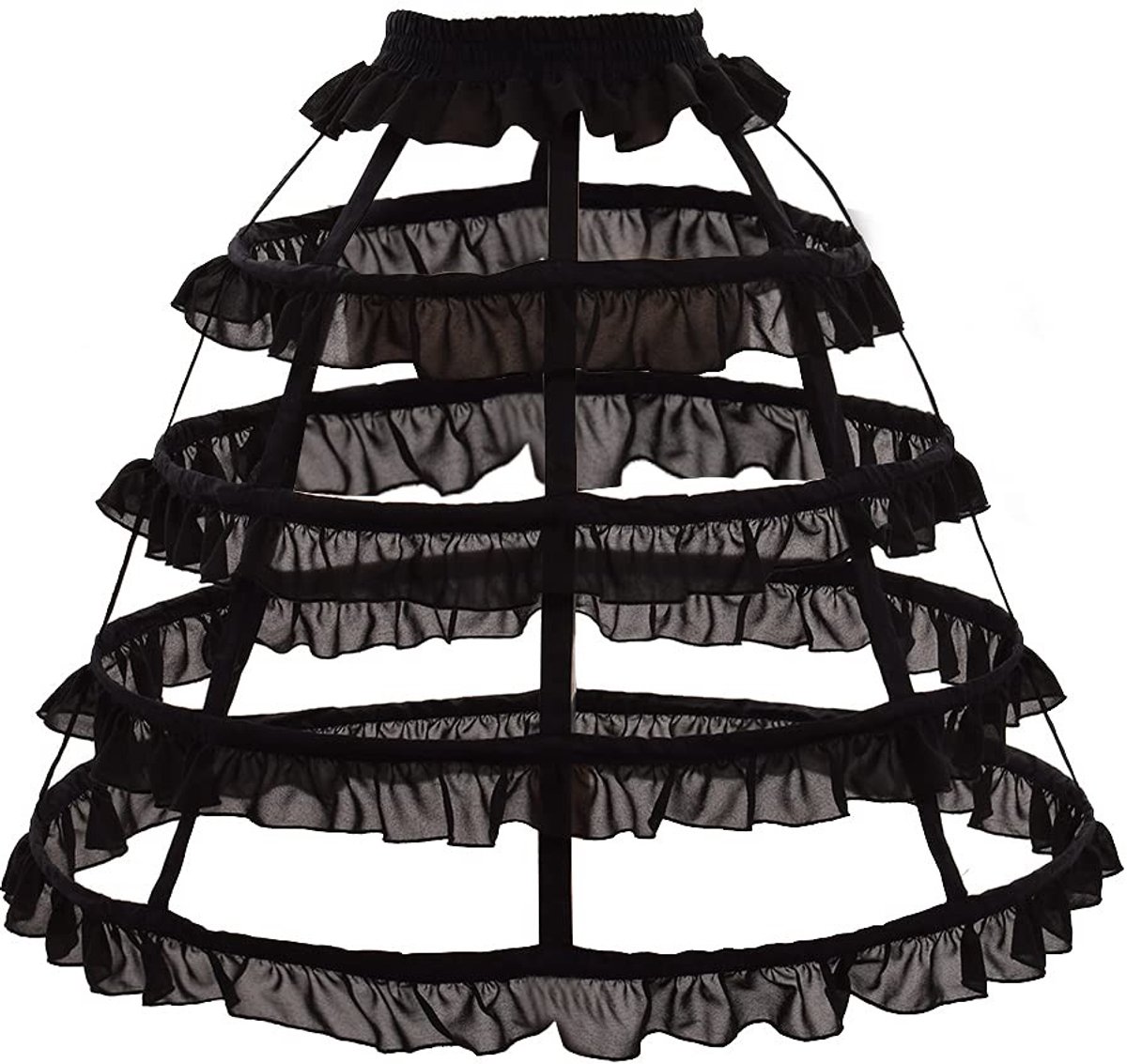 Hoepelrok Onderrok met 4 Hoepels - Victoriaanse Jurk - Rococo Kostuum - Katoenmix/Chiffon - Schokbestendig - Handwas Alleen - Ballerina Rok