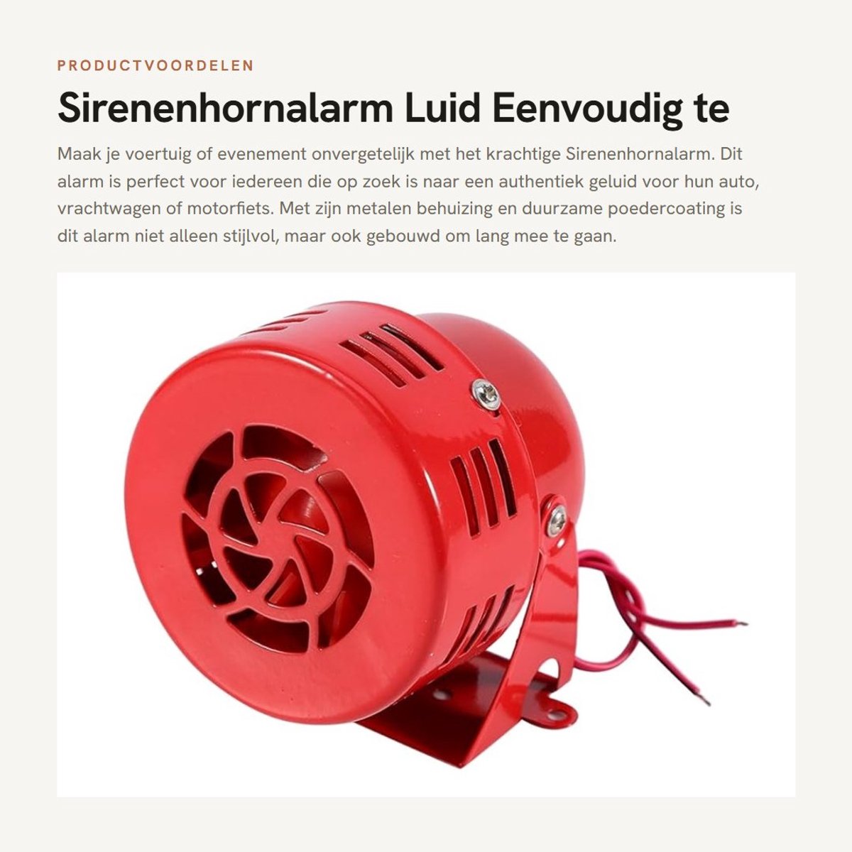 Dailygoods- Sirenehorn 12V - Metalen Behuizing - Hoog Geluidsniveau 110 dB - Inclusief Montagehoek - Duurzaam - Eenvoudig te Installeren - Luchtaanval Sirene