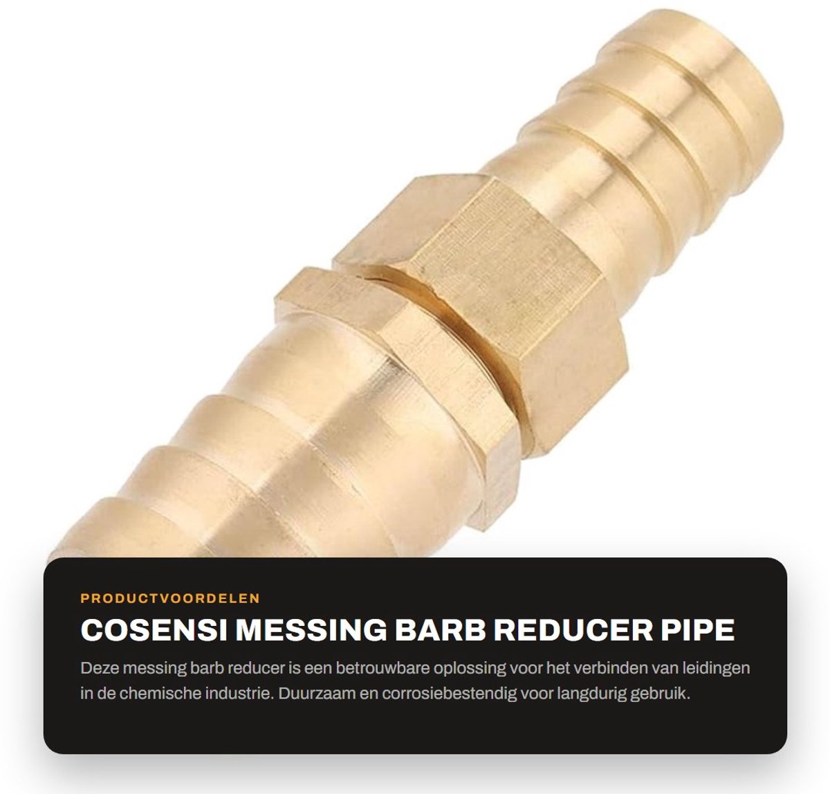 Dailygoods- Barb Reducer Compact Formaat 19-25 Mm - Messing Fitting - Corrosiebestendig - Hoge Drukweerstand - Betrouwbare Verbinding - Duurzaam Gebruik - Buisfitting