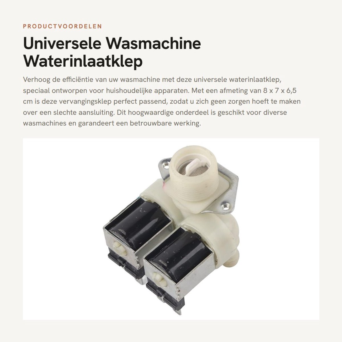 Dailygoods- Waterinlaatklep Universele Vervanging - Dubbele Kop - Geschikt voor Huishoudelijke Apparaten - Perfecte Pasvorm - Afmeting 8 x 7 x 6,5 cm - Wasmachineklep