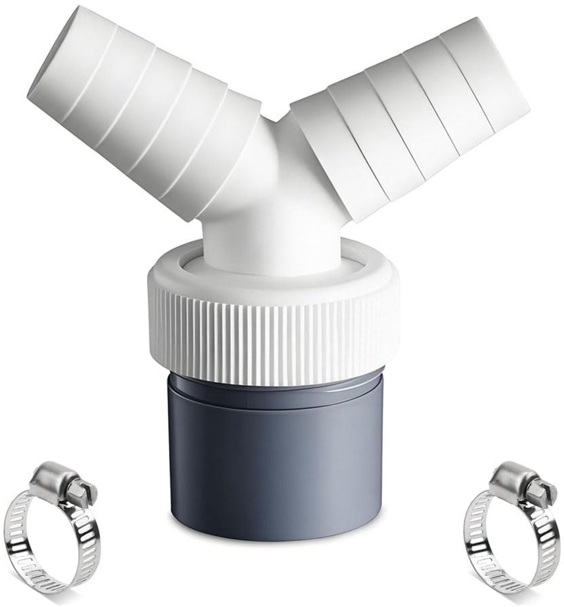 Dailygoods - Y-Adapter Afvoer voor Vaatwasser en Wasmachine - 40mm met 2 Slangklemmen
