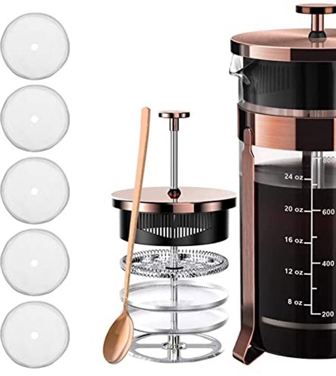 Dailygoods- Filtergaas 80 Mesh - Roestvrij Stalen Koffiepersfilter - Herbruikbaar - 5 Stuks - Duurzaam - Geschikt voor Koffiezetapparaat - Koffiefilter