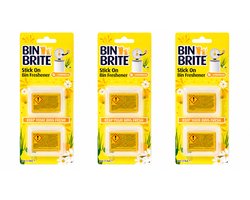 Bin Brite stick-on vuilnisbak verfrisser - Citronella - Geel - Set van 3