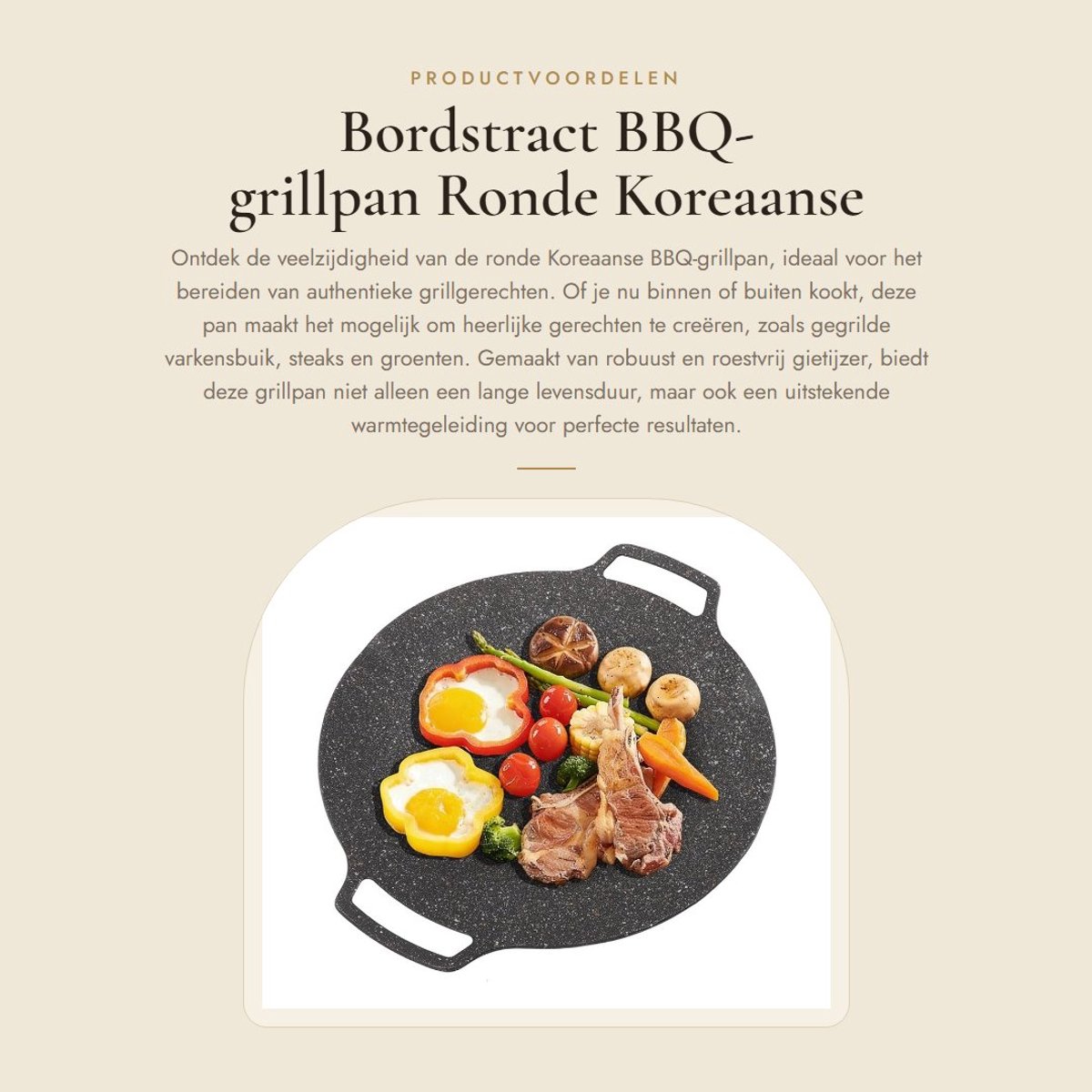 Dailygoods - BBQ-grillpan - Ronde Koreaanse grillpan - Antiaanbaklaag - 33 cm - Geschikt voor gasfornuis en kookplaat - Perfect voor binnen...