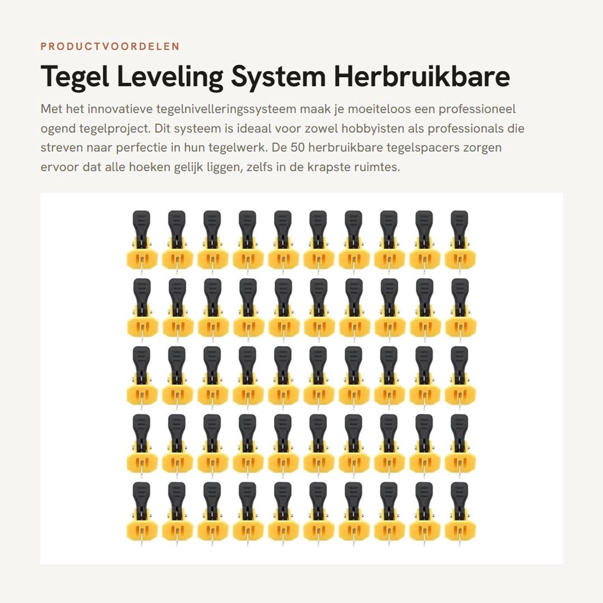 Dailygoods- Tegel Leveling Tools 50 Stuks - Herbruikbare Tegel Nivelleringssysteem - Vloertegel Spacers - PP Materiaal - 1,5mm Naadgrootte - Tegelspacers
