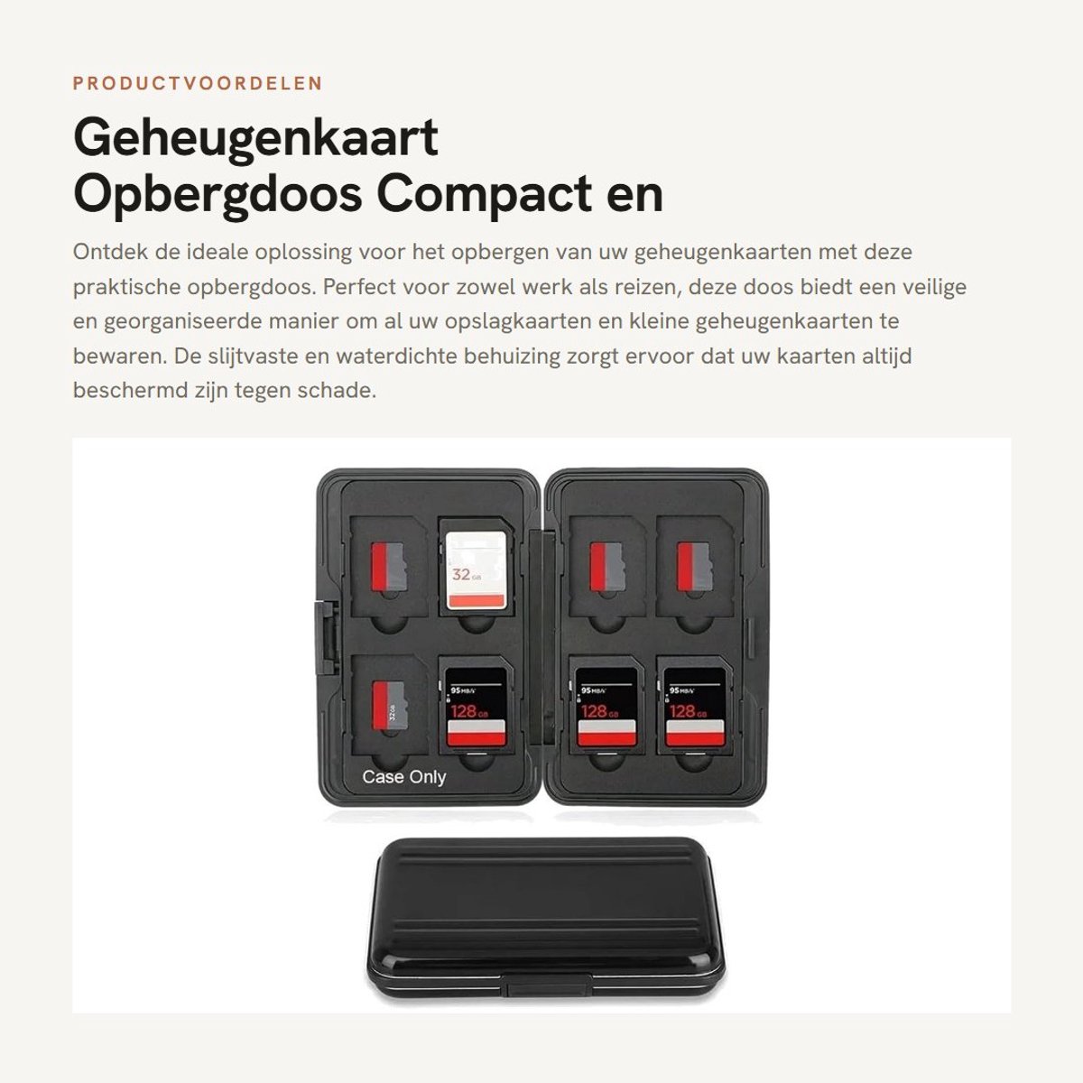 Dailygoods- Geheugenkaart Opbergdoos Slijtvaste Waterdichte Behuizing - Opbergdoos - Draagtas - Compact - Ideaal voor Werk/Reizen - Grote Interne Capaciteit