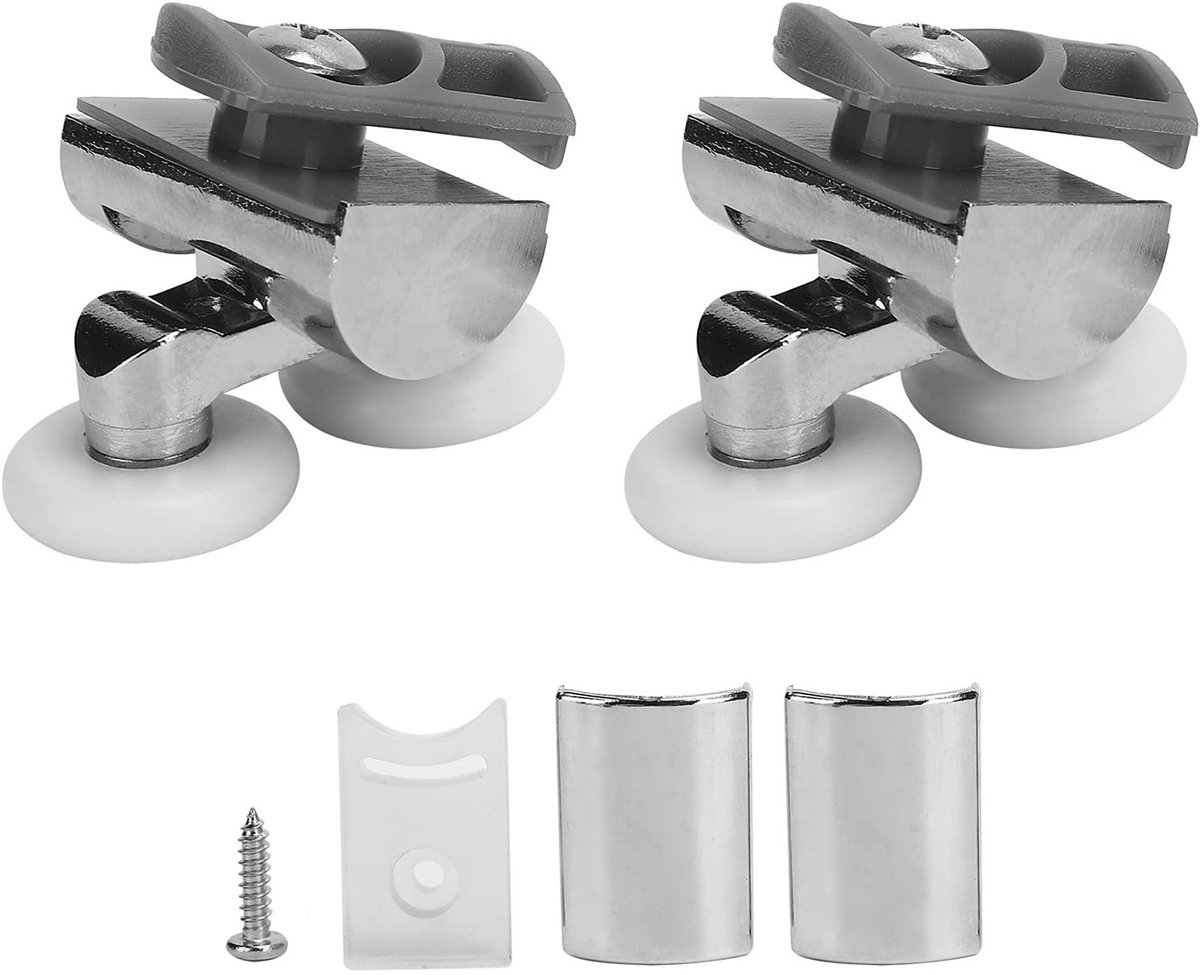 Dailygoods- Douchedeurrollen 23 Mm - Dubbele Veerbuffer - Slijtvast - Nylon Wielen - Soepele Aanpassing - Langdurige Prestaties - Deurrijwielen