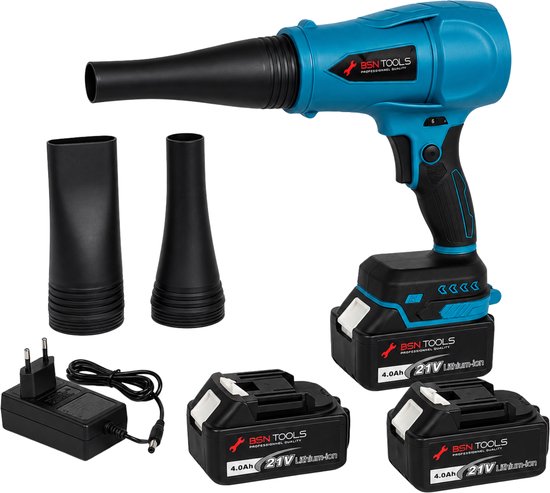 bladblazers met accu 21V – Krachtige Elektrische Bladblazer met Accu – 550W – 25000 RPM – Luchtblazer voor Tuin, Auto & Werkplaats BSN Tools