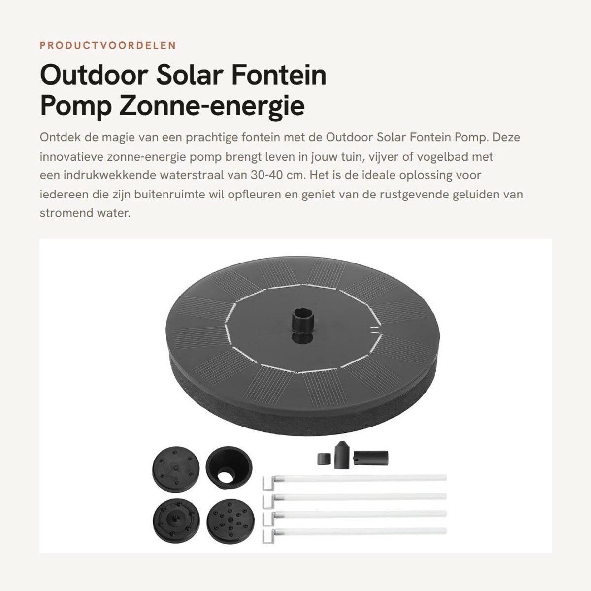Dailygoods- Fonteinpomp op Zonne-energie - Waterpomp - Vogelbad - Aquarium - Vijver - Lichtgewicht en Eenvoudig te Installeren - Zonnefontein