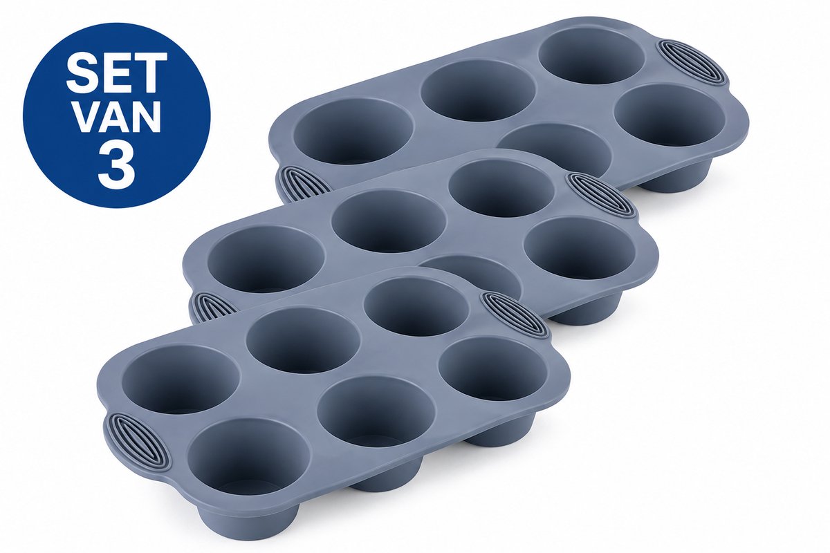 Siliconen cake muffin cupcake bakvorm met 6 vormpjes - herbruikbaar