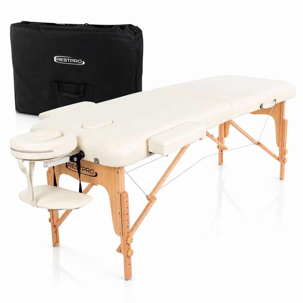RESTPRO Opvouwbare Massagetafel VIP 2 Crème - 2 Zones - 6cm schuimlaag