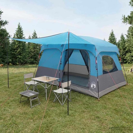 vidaXL - Familietent - 6-persoons - Blauw - Polyester van Vidaxl — afbeelding 4