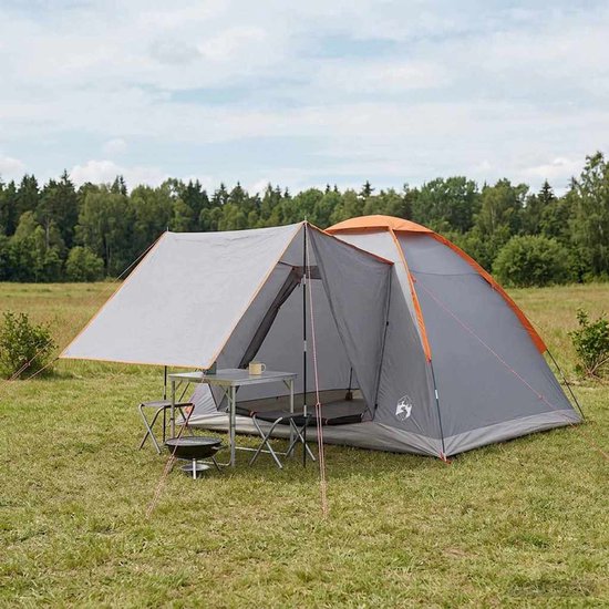 vidaXL - Kamperen - tent - Grijs - en - Oranje - 4-persoons - Polyester - en - Staal van Vidaxl — afbeelding 3