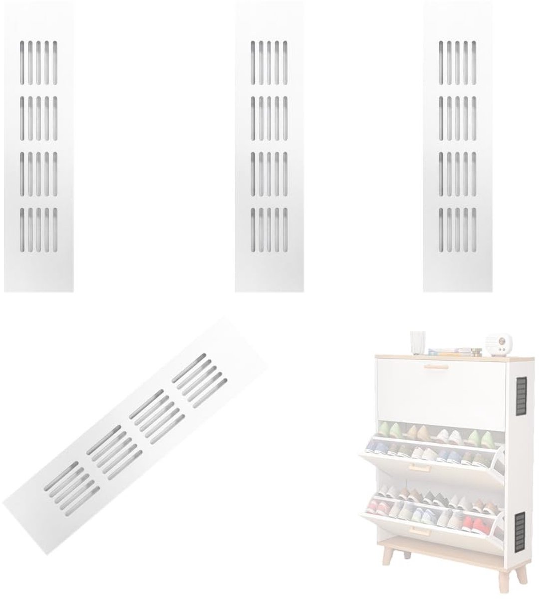 Dailygoods- Ventilatieopeningen Aluminiumlegering - 2 Stuks - Insectengaas - 30 x 8 cm - Geschikt voor Kast - Eenvoudig te Installeren - Roosters