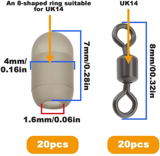 Dailygoody - Swivel Stop Beads - Anti Entangling Beads voor Visserslijn - Perfecte Oplossing tegen Verstrikking - 20 Stuks - Vissersaccessoires van Merkloos — afbeelding 3