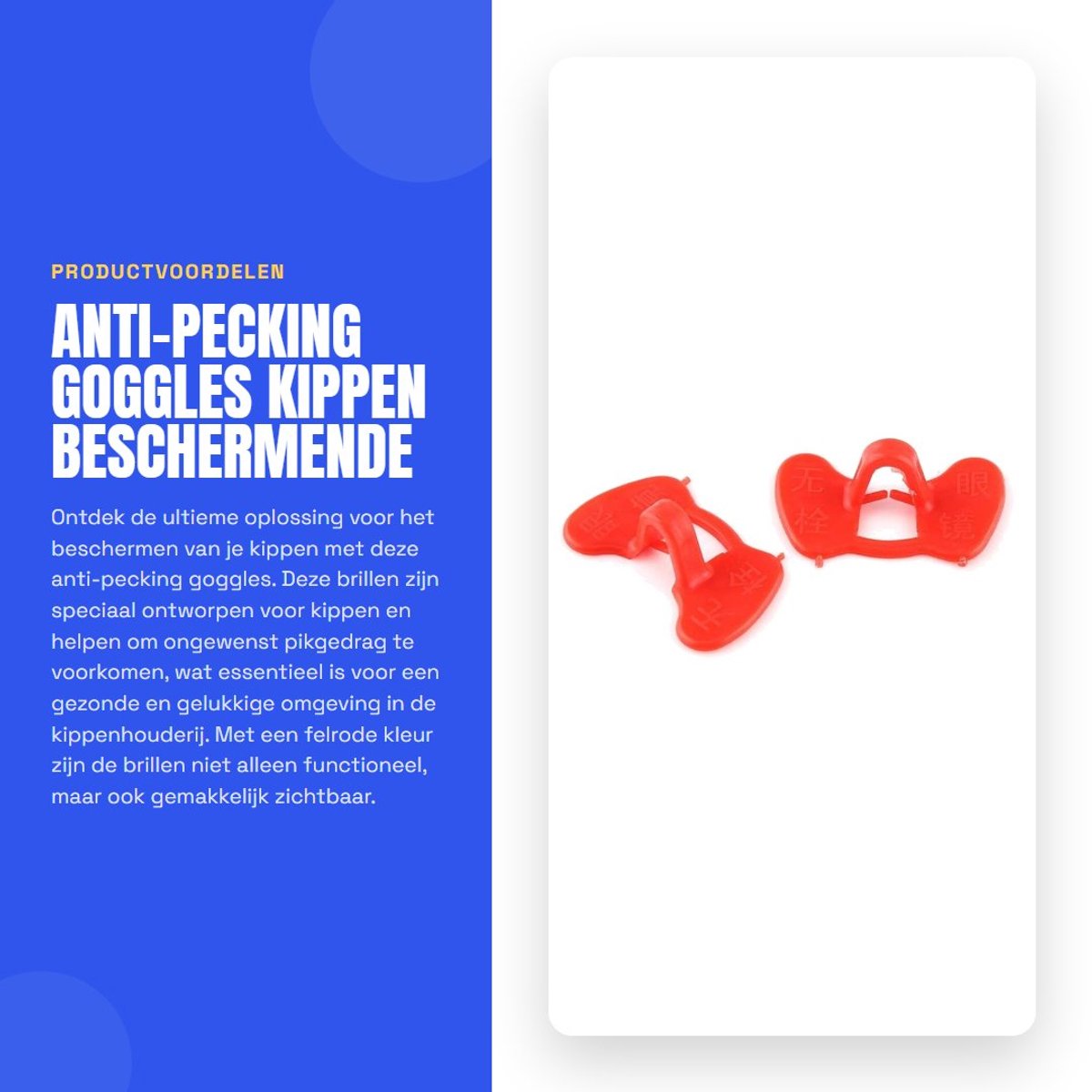 Dailygoods- Kippenbril 20 Stuks - Anti-Pecking Bril - Kunststof - Rood - Stevig Ontwerp - Eenvoudig te Gebruiken - Kippenbescherming
